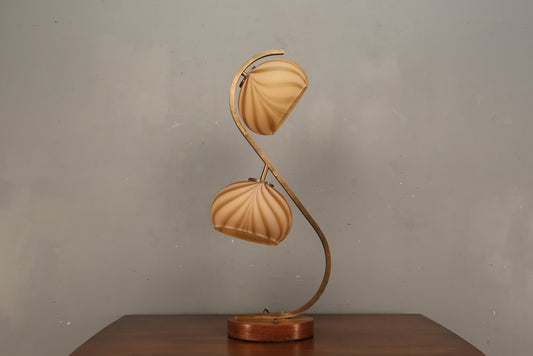 Otto Guggenheim Brass & Swirl Glass Table Lamp