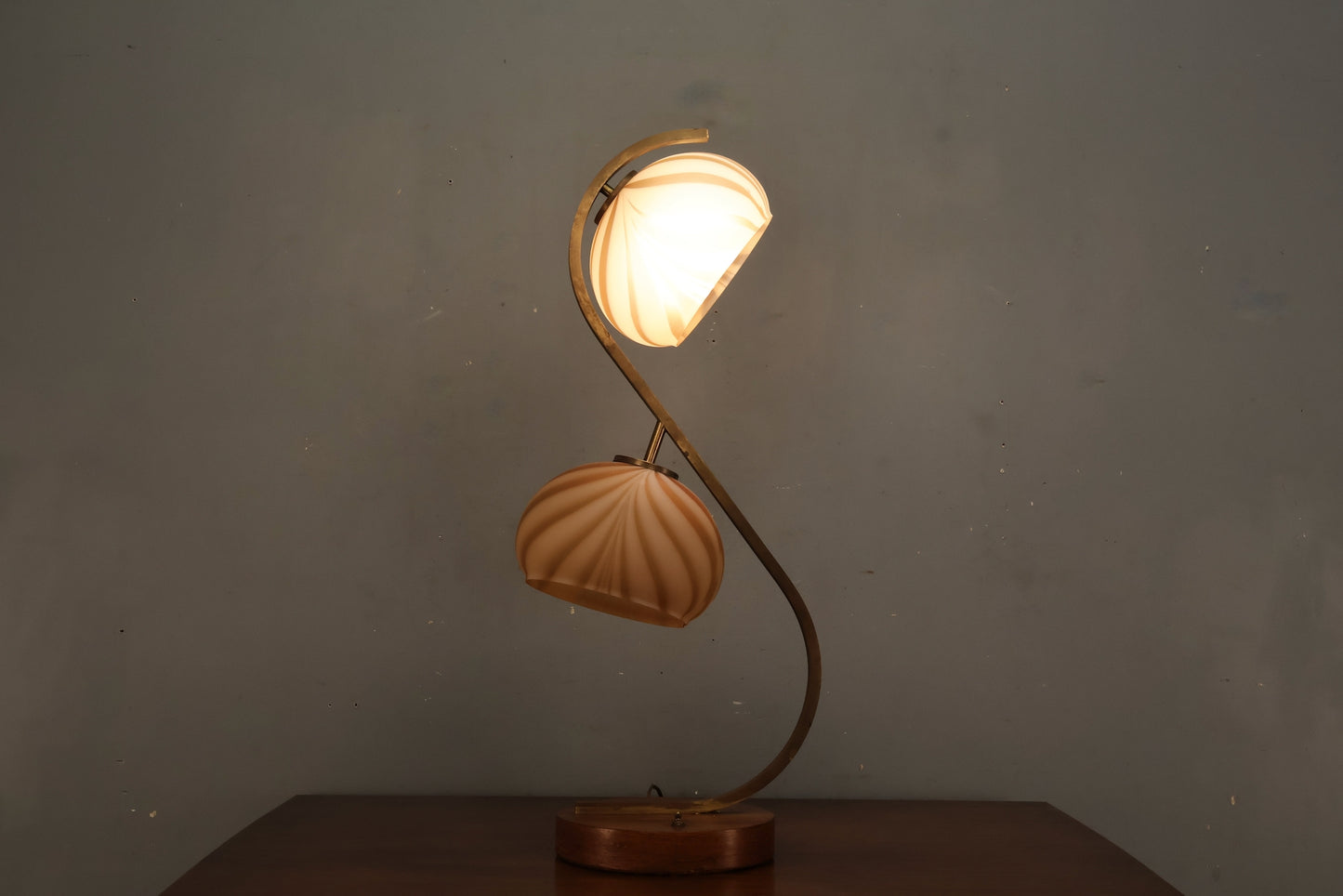 Otto Guggenheim Brass & Swirl Glass Table Lamp