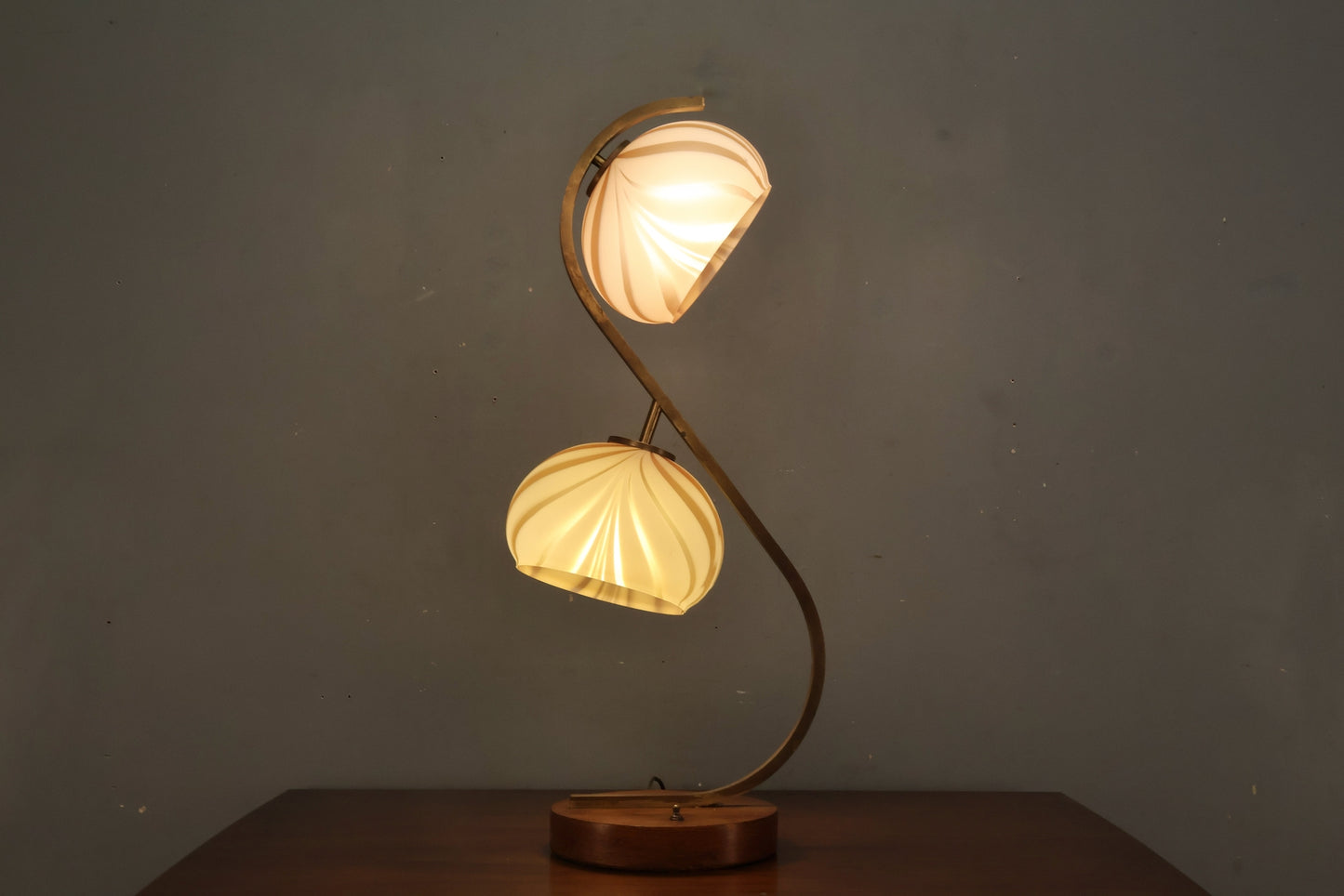 Otto Guggenheim Brass & Swirl Glass Table Lamp