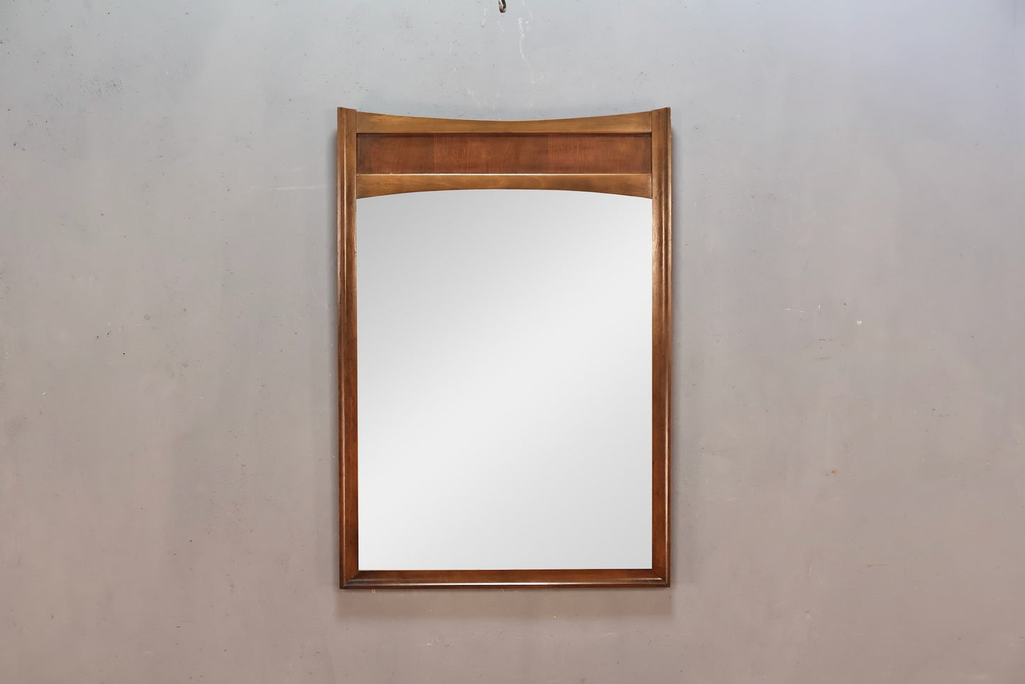 Mid Century Arched Walnut Mirror
