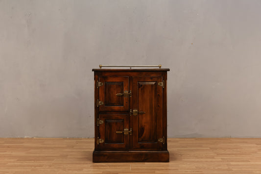 "Icebox" Pine 3-Drawer Mini Bar Cabinet
