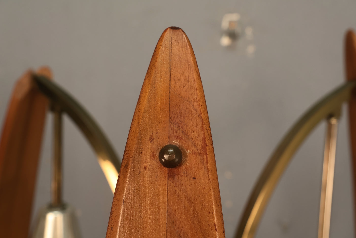 Mid Century Sculptural Walnut & Glass Table Lamp