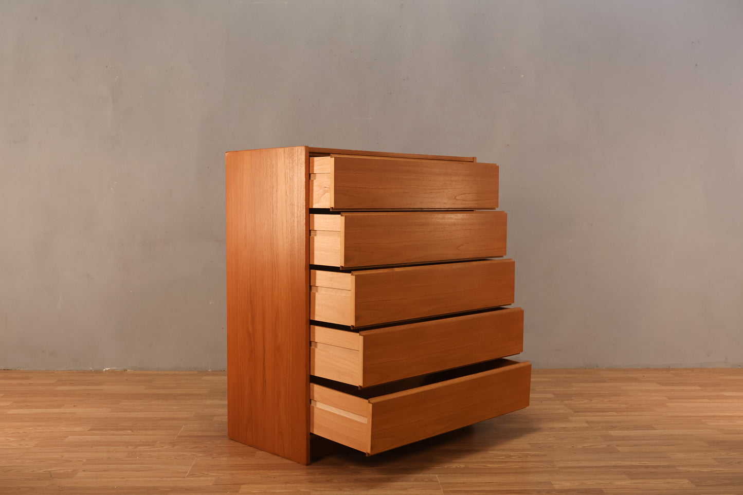 Teak 5-Drawer Highboy Dresser - ONLINE ONLY