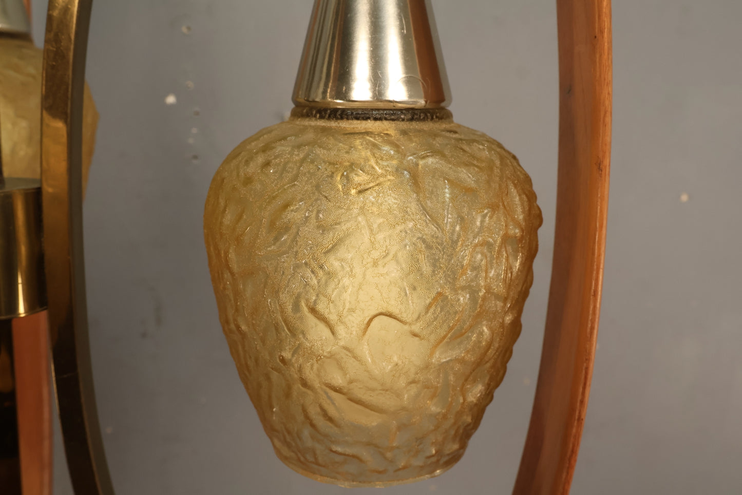 Mid Century Sculptural Walnut & Glass Table Lamp