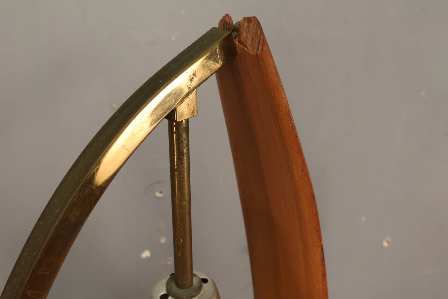 Mid Century Sculptural Walnut & Glass Table Lamp