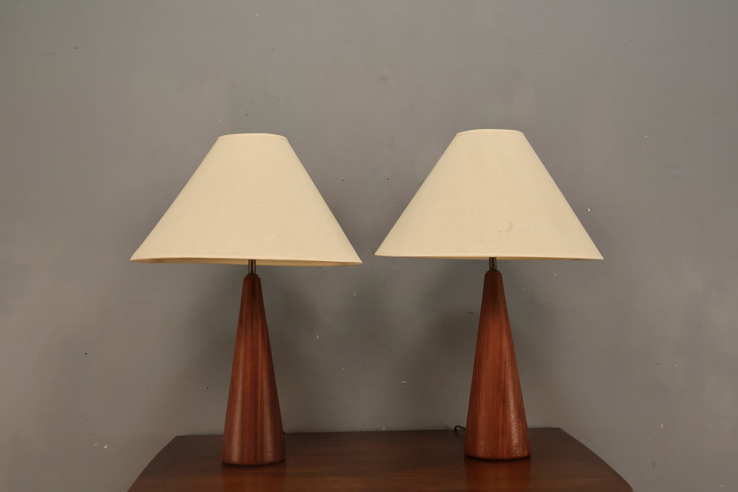 Mid Century Teak Conical Table Lamp