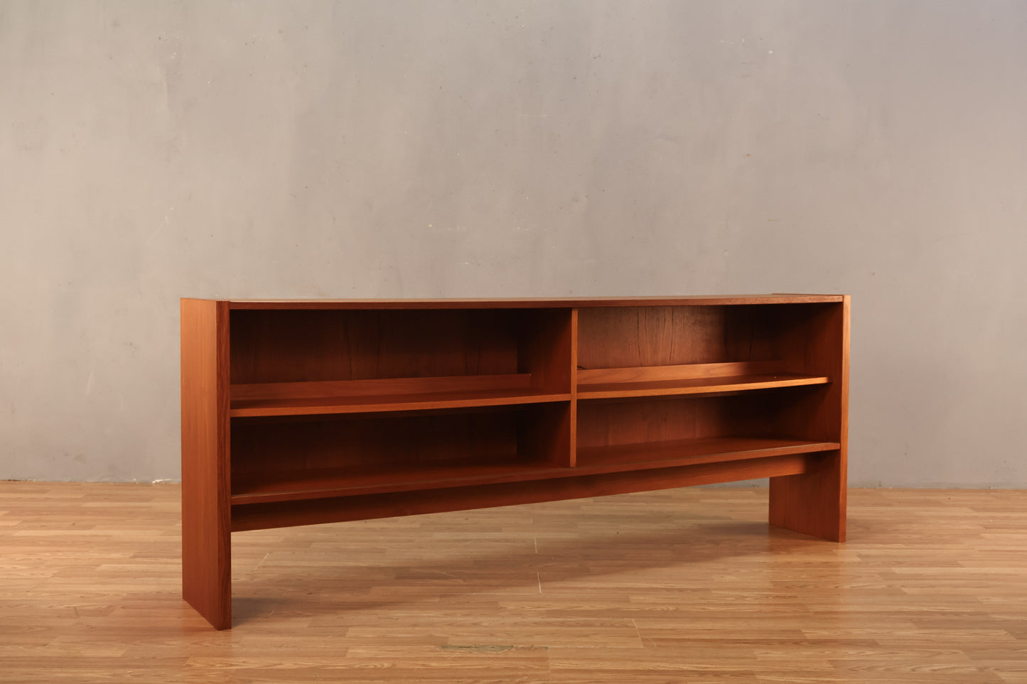 Wide Teak Divided Console Shelf - ONLINE ONLY