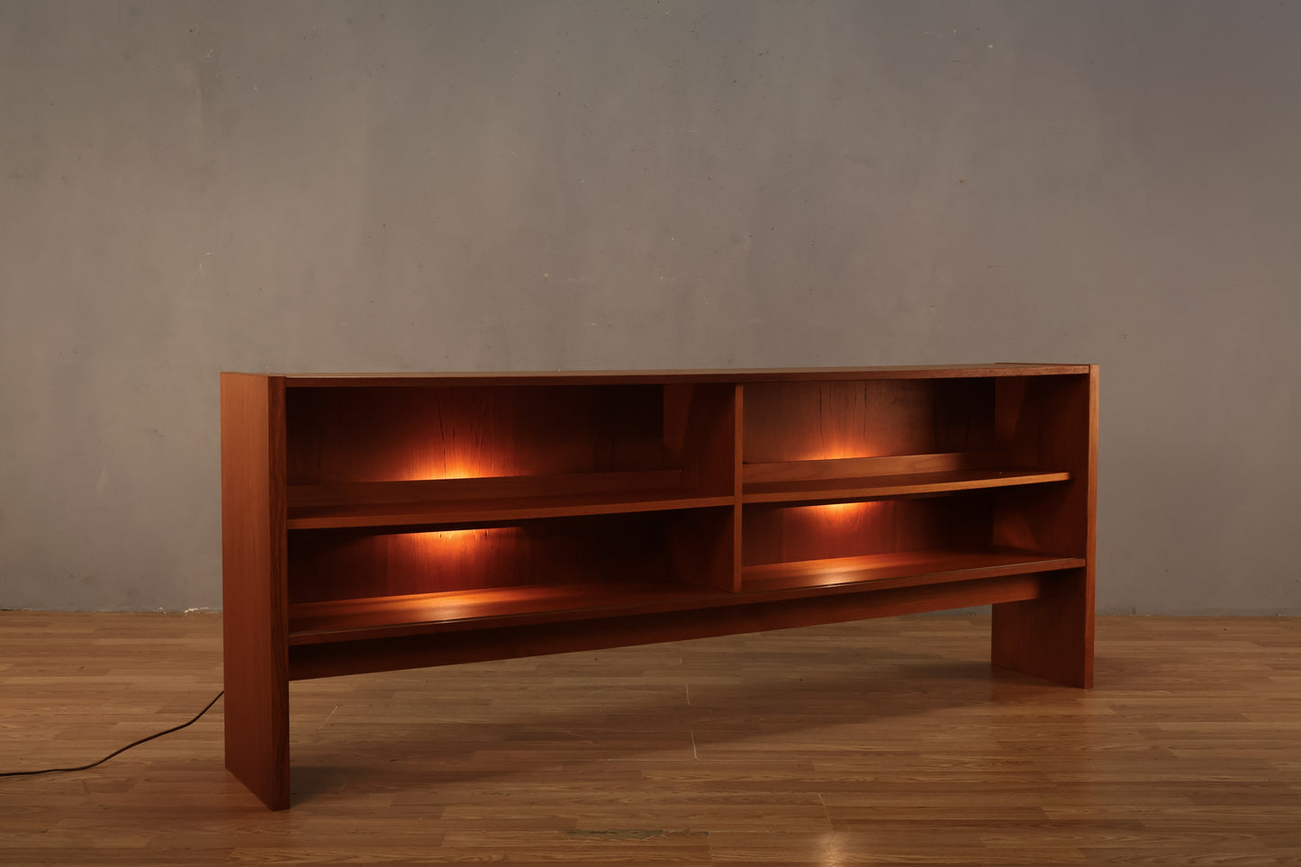 Wide Teak Divided Console Shelf - ONLINE ONLY