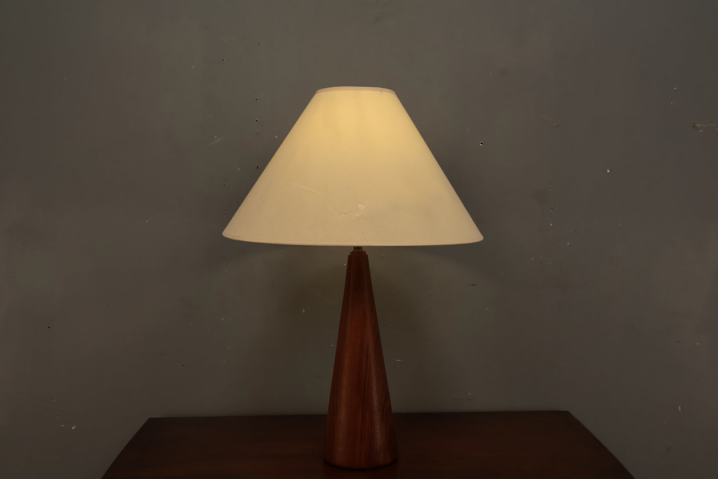 Mid Century Teak Conical Table Lamp