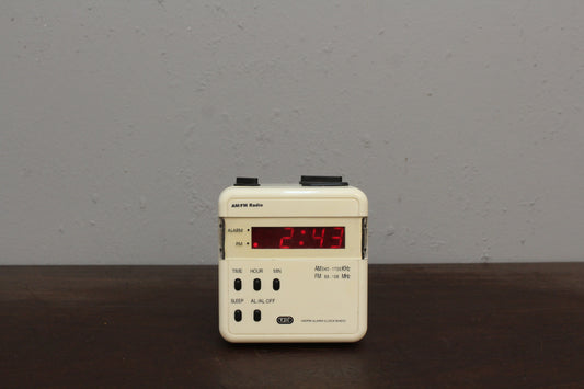 1990s Tozai White Cube Clock Radio