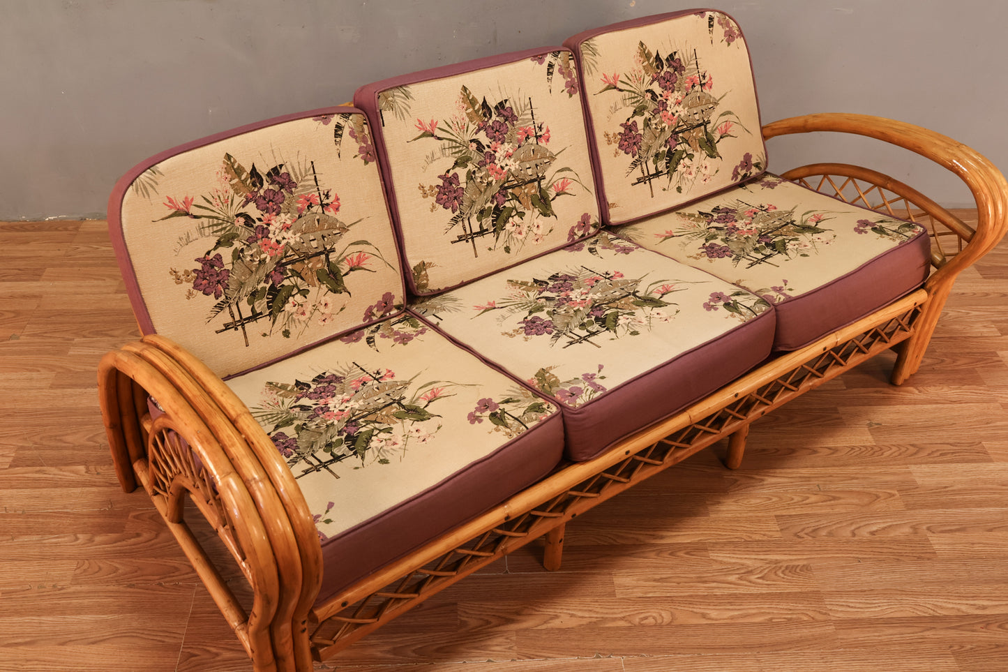 Rattan & Hibiscus Sofa - ONLINE ONLY
