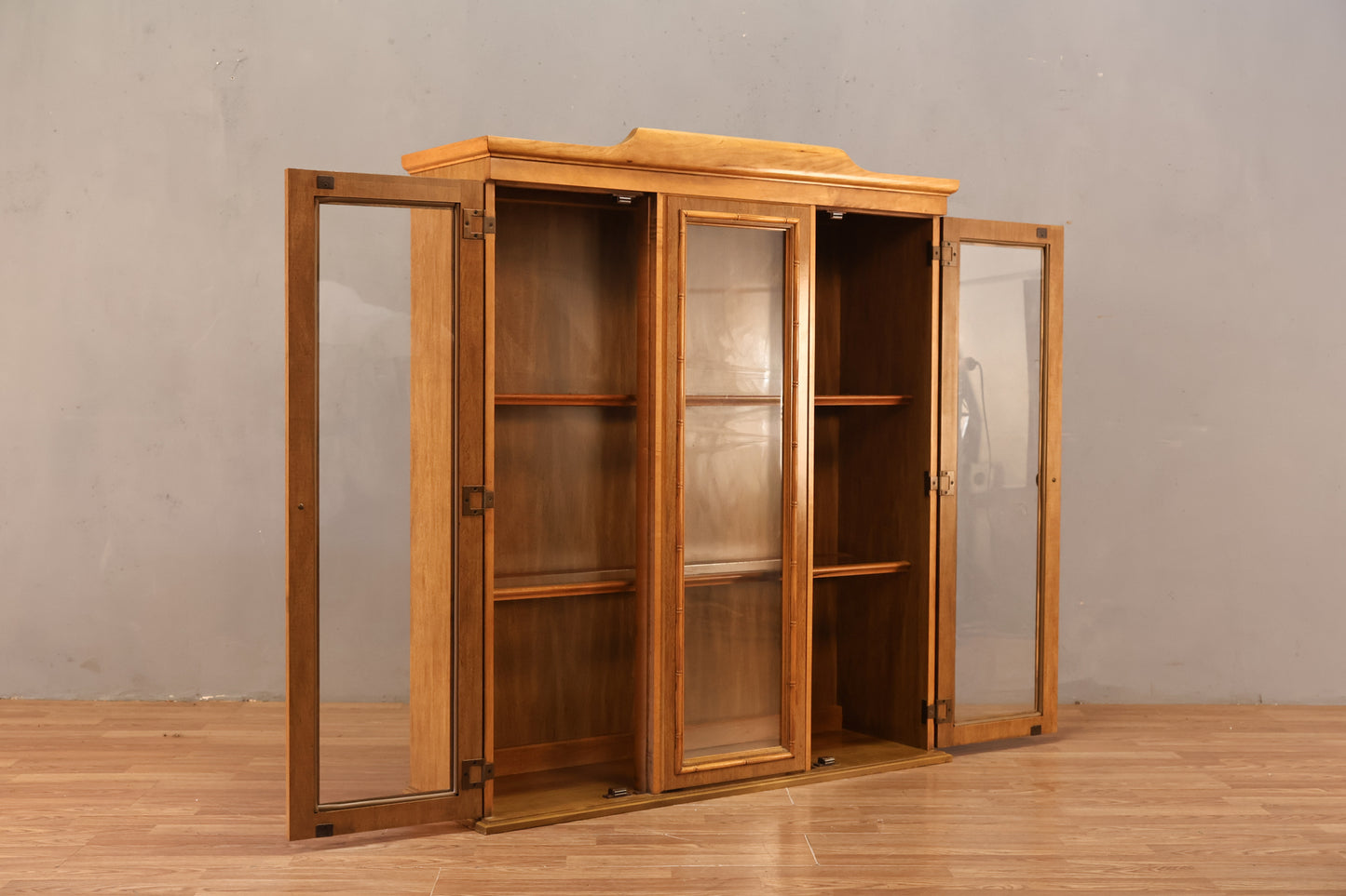 Broyhill Walnut & Glass Illuminated Bookcase