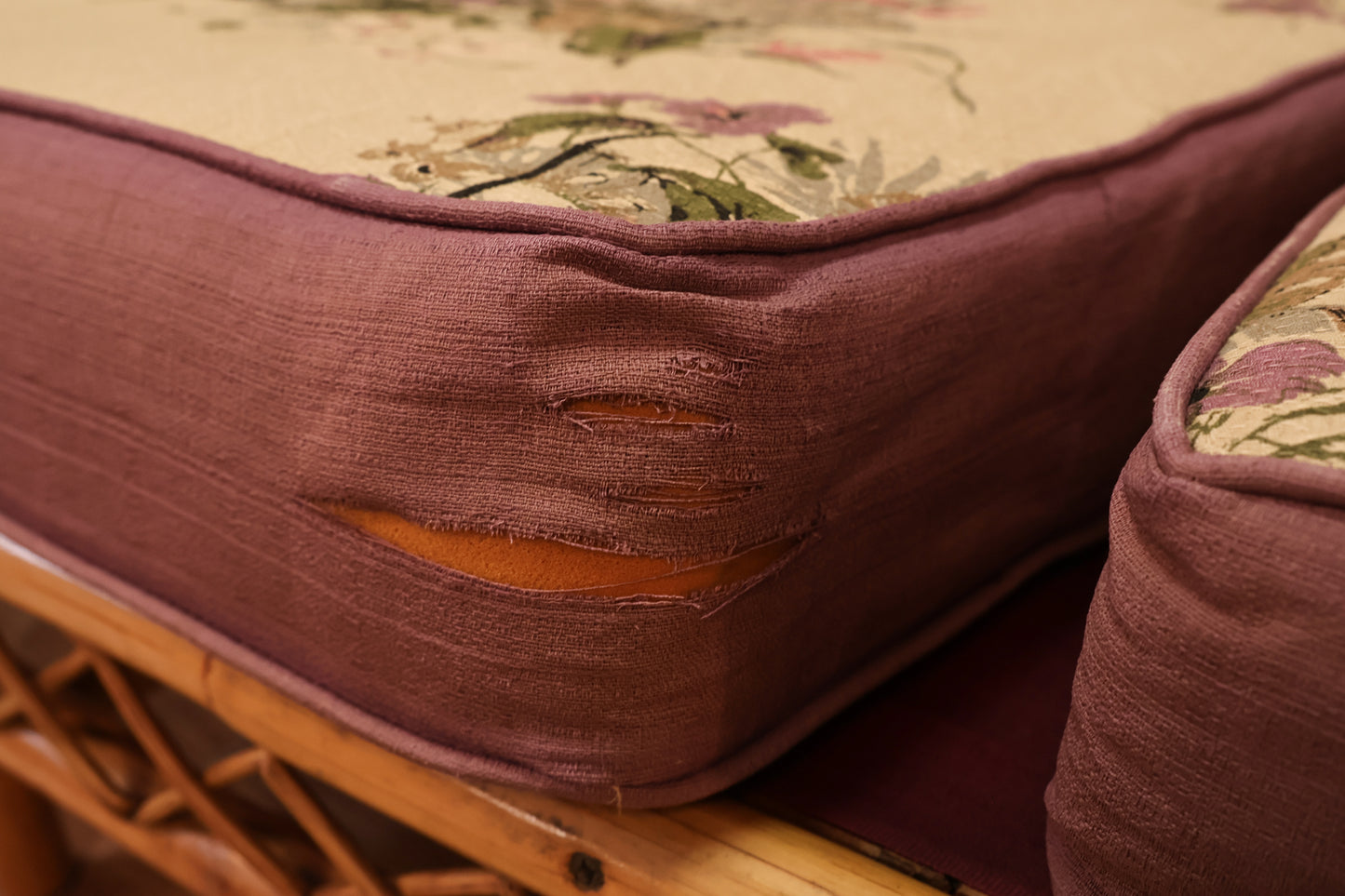 Rattan & Hibiscus Sofa - ONLINE ONLY