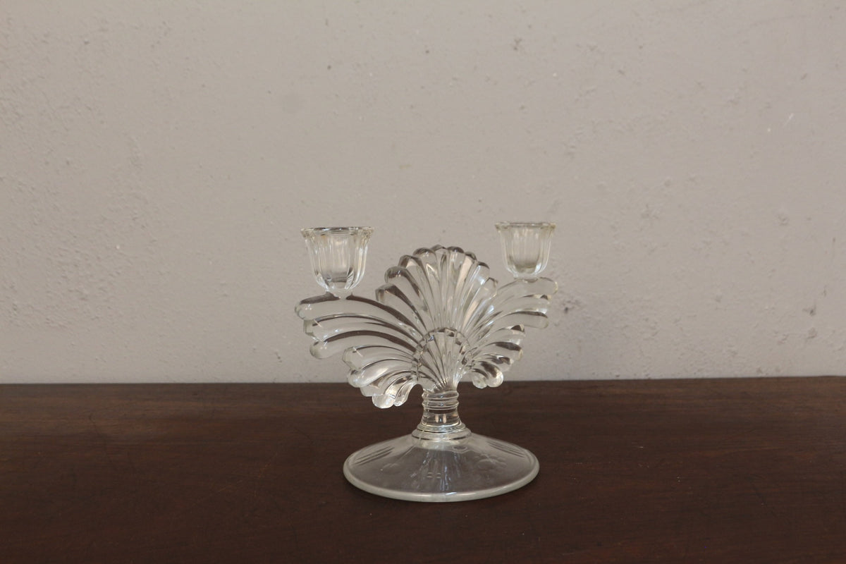 Pair of 1930s Glass Fan Candlesticks