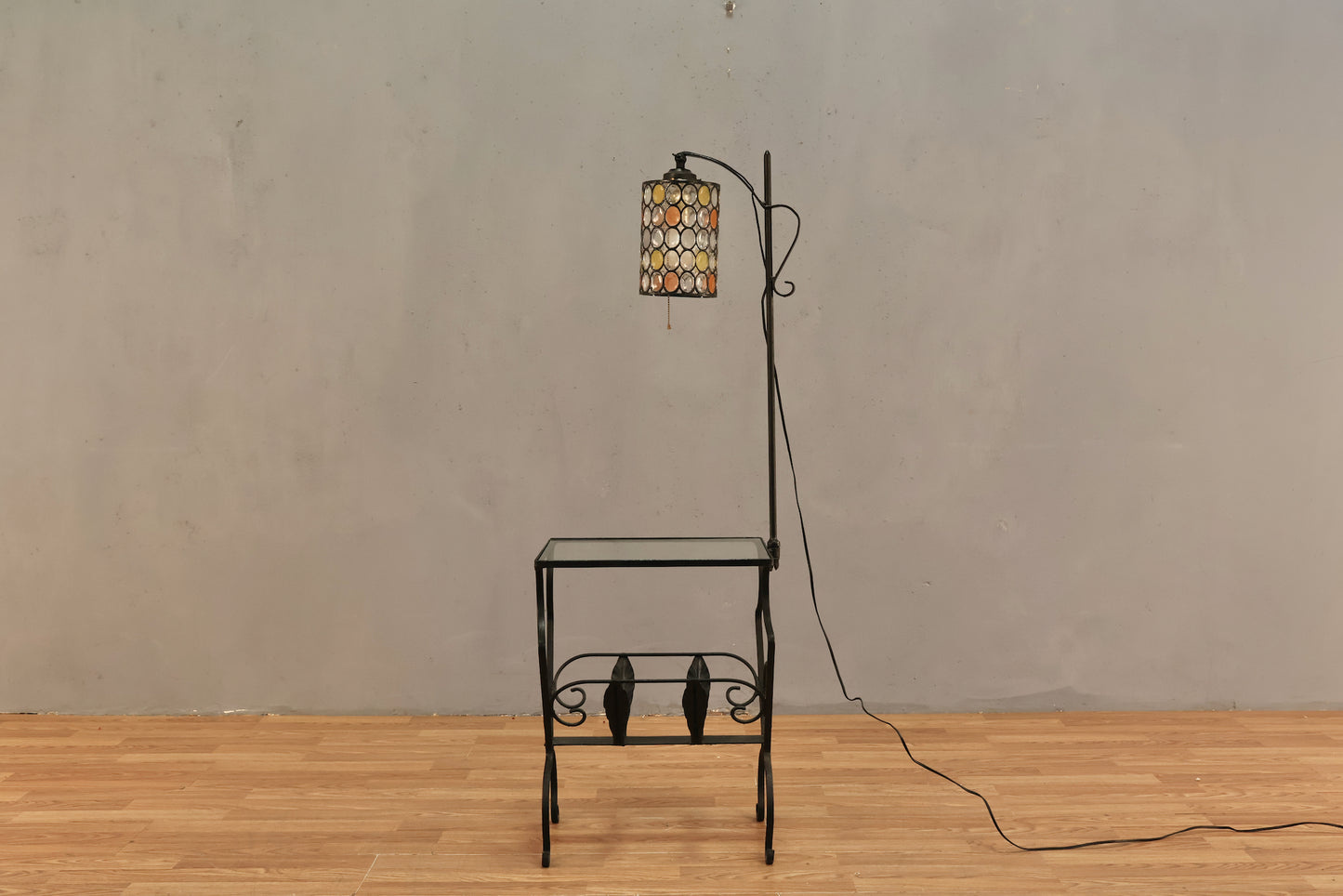 Iron & Glass Side Table Floor Lamp