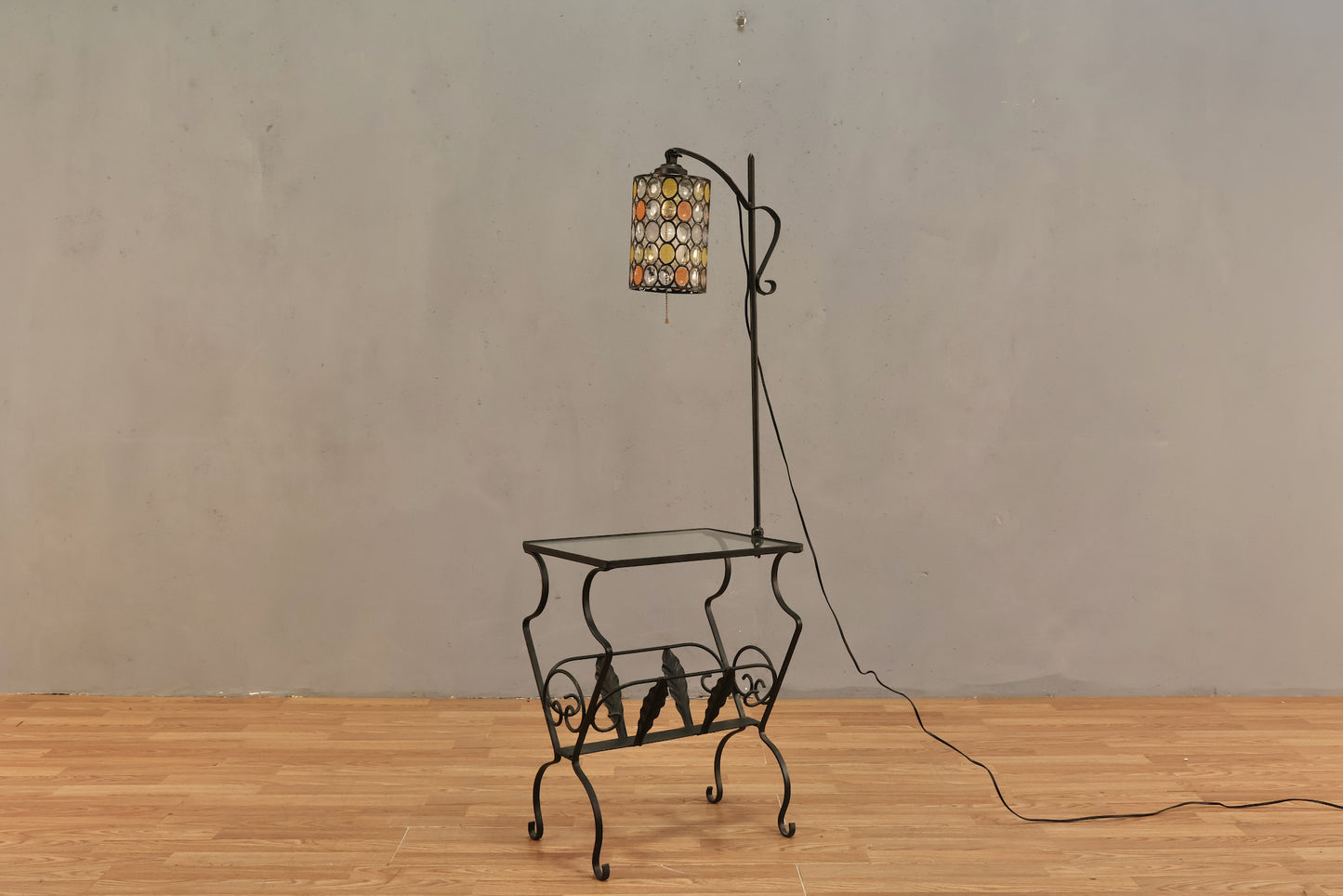 Iron & Glass Side Table Floor Lamp