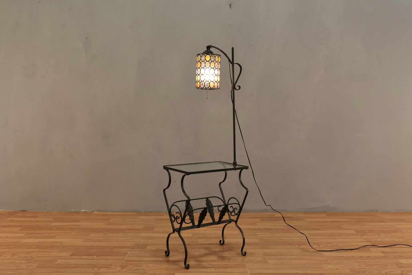 Iron & Glass Side Table Floor Lamp