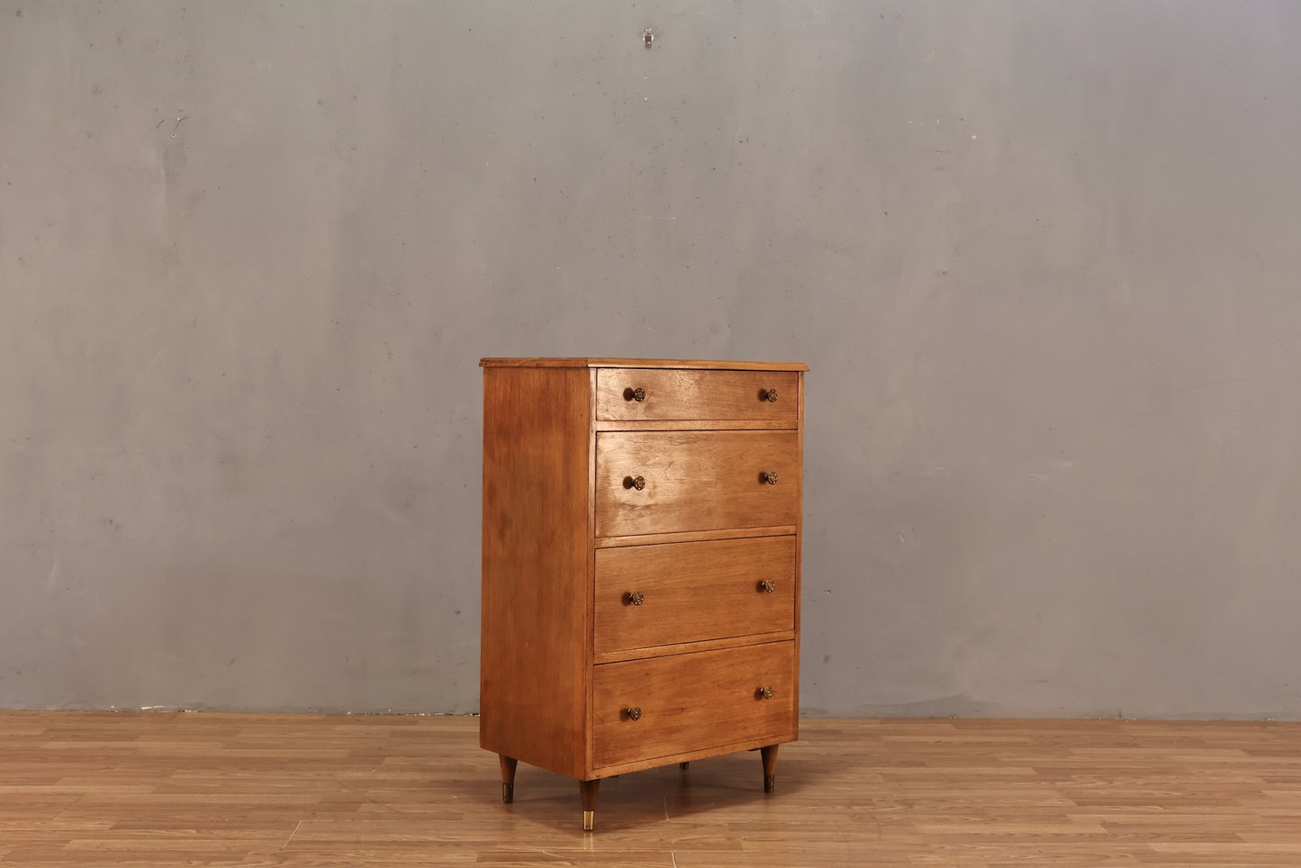 Mid Century Slim 4-Drawer Commode