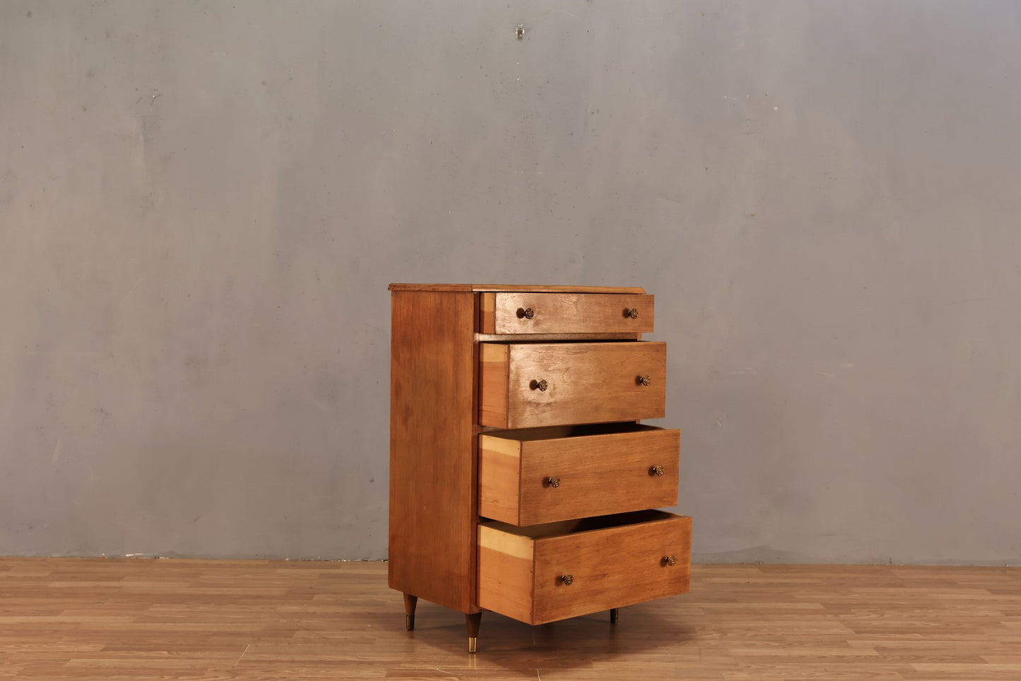 Mid Century Slim 4-Drawer Commode