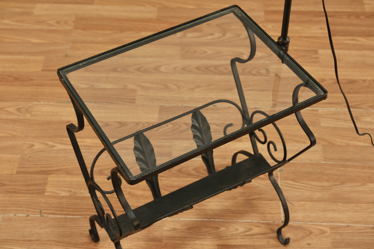 Iron & Glass Side Table Floor Lamp