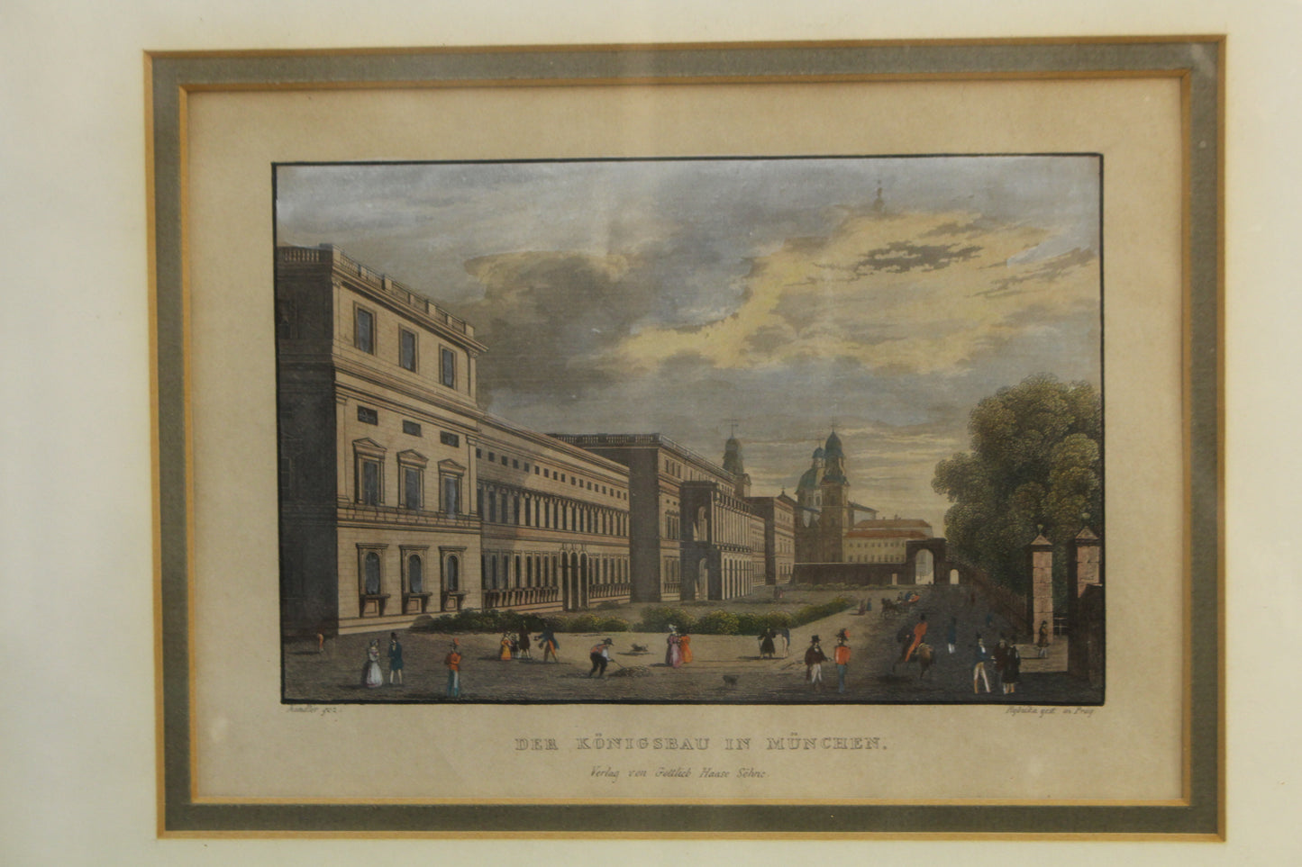 Antique Small "Der Konigsbau in München" Engraving