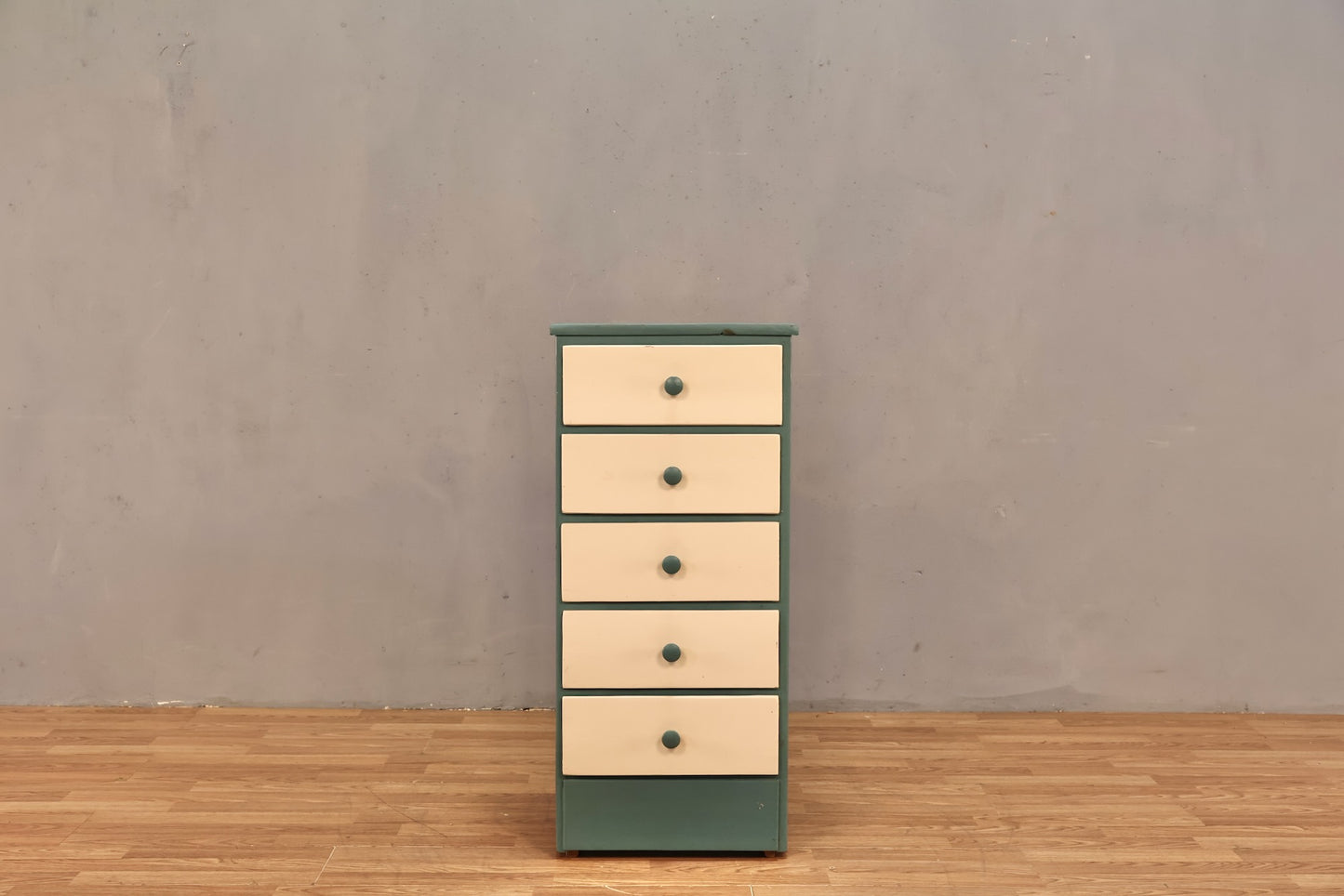 Slim Teal & White 5-Drawer End Table