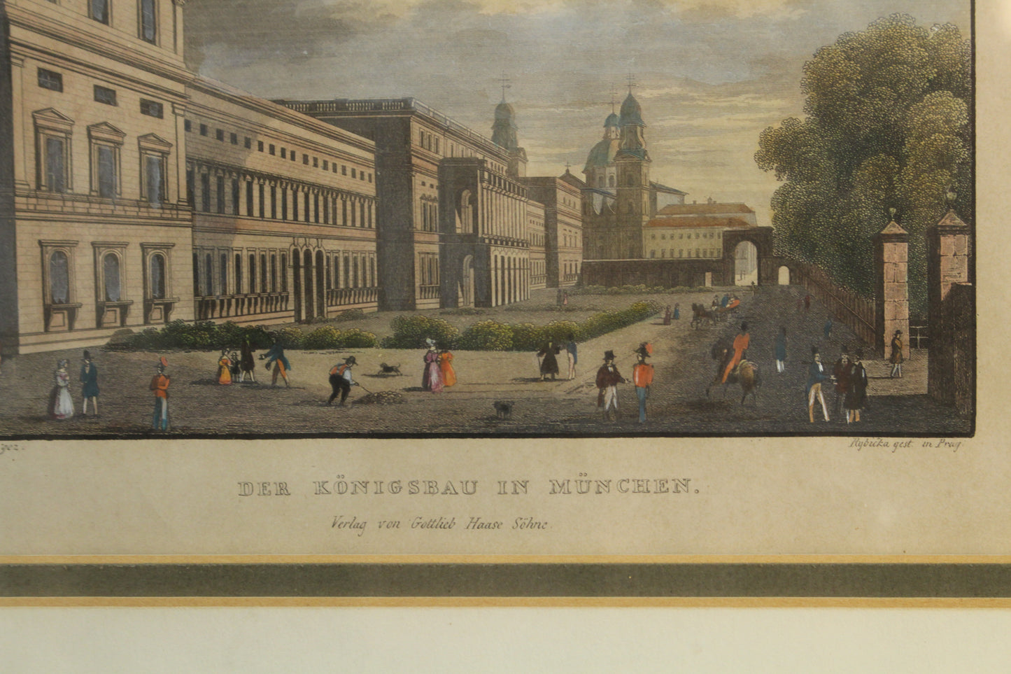 Antique Small "Der Konigsbau in München" Engraving