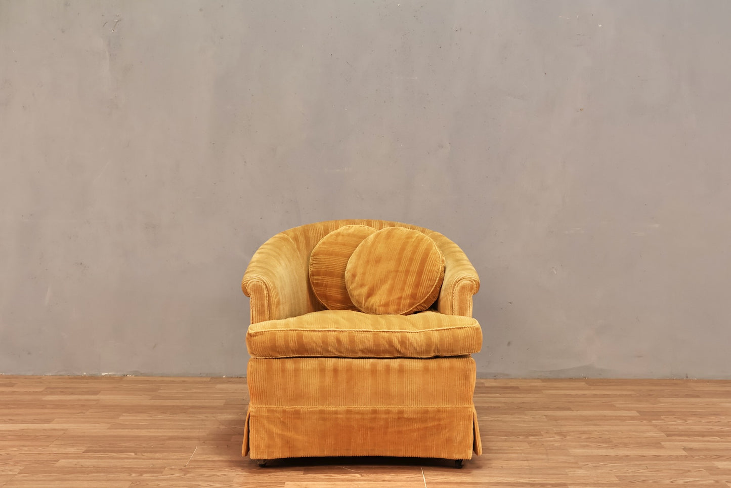 Gold Velveteen Striped Club Chair - ONLINE ONLY