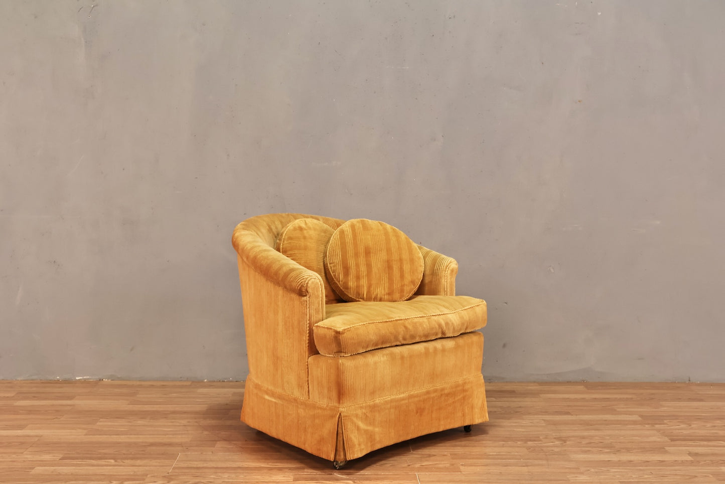 Gold Velveteen Striped Club Chair - ONLINE ONLY