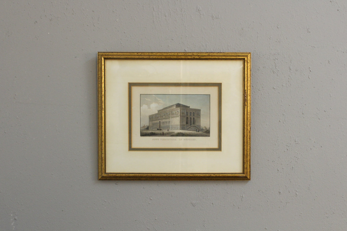 Antique Small "Neue Pinakothek in München" Engraving