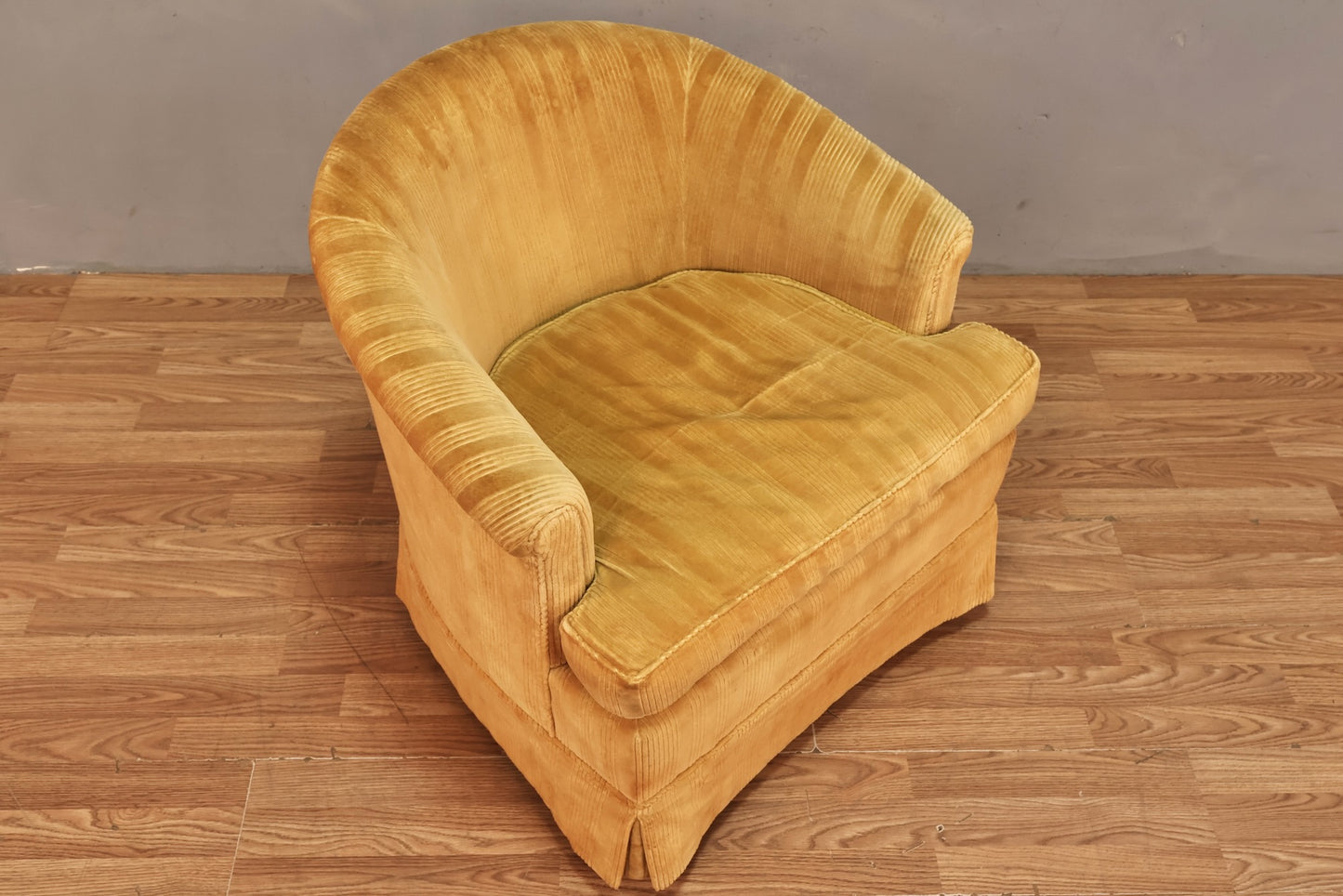 Gold Velveteen Striped Club Chair - ONLINE ONLY