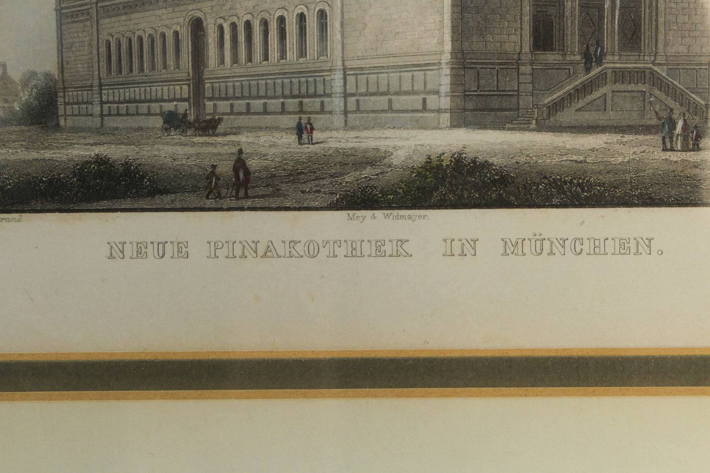 Antique Small "Neue Pinakothek in München" Engraving
