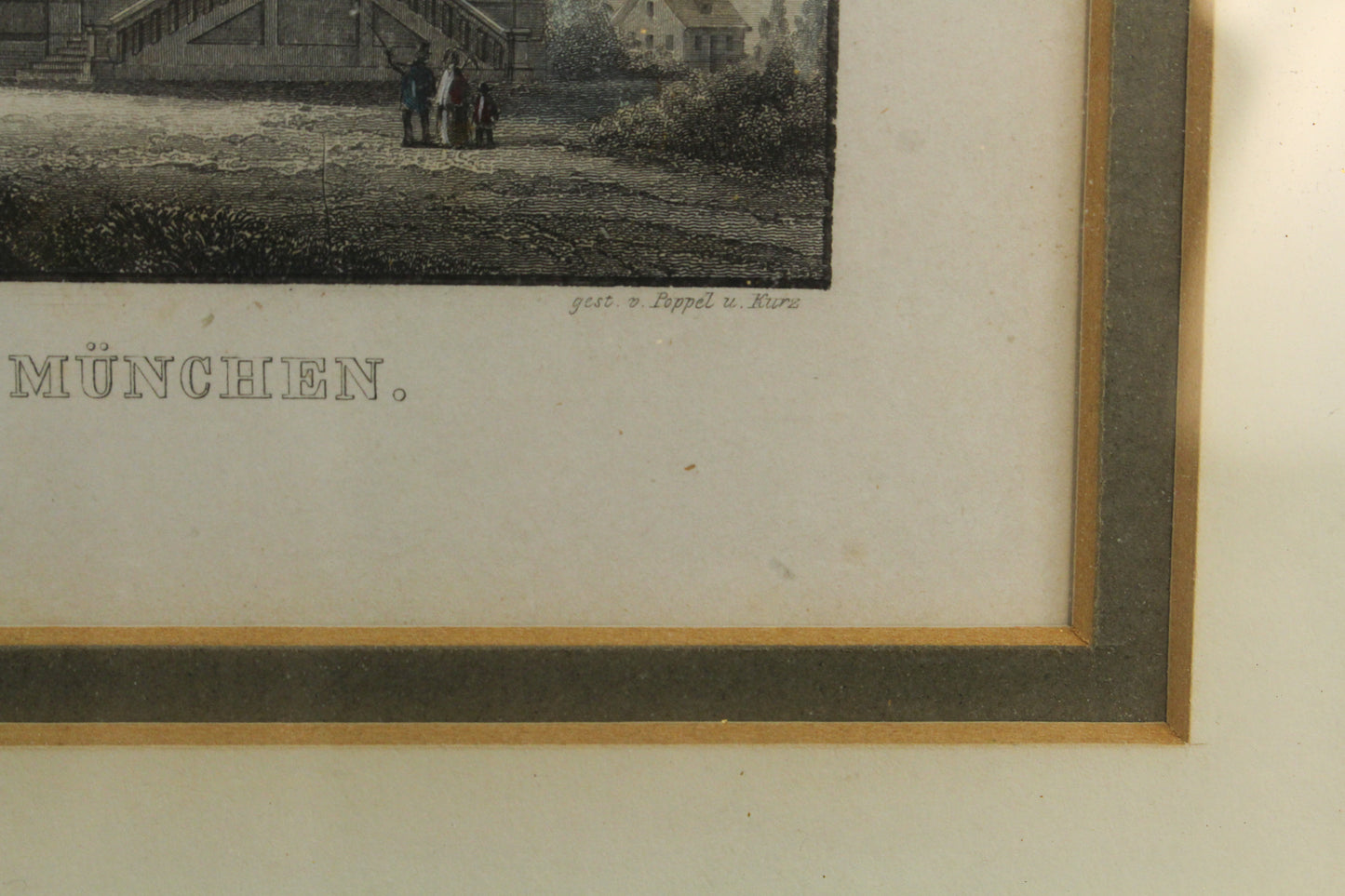 Antique Small "Neue Pinakothek in München" Engraving