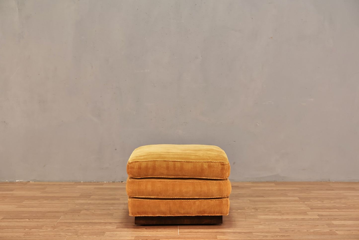 Gold Velveteen Striped Ottoman