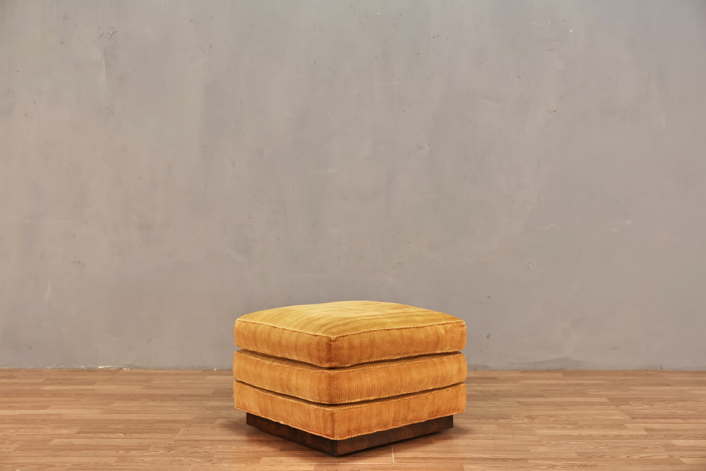 Gold Velveteen Striped Ottoman