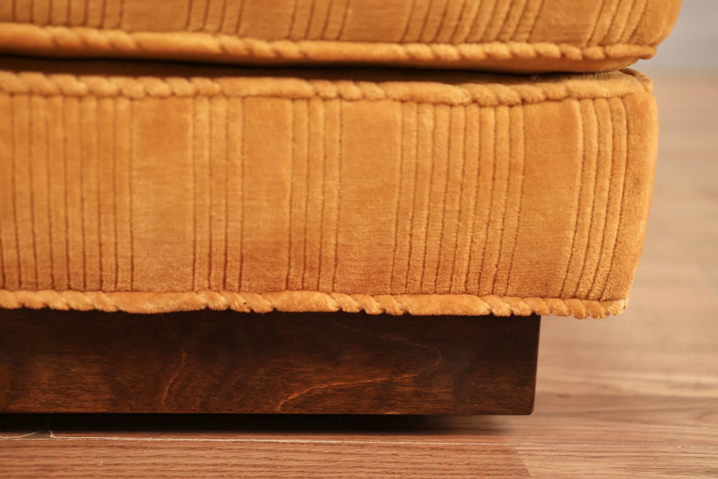 Gold Velveteen Striped Ottoman