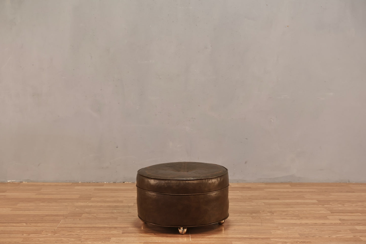 Mid Century Cocoa Vinyl Ottoman
