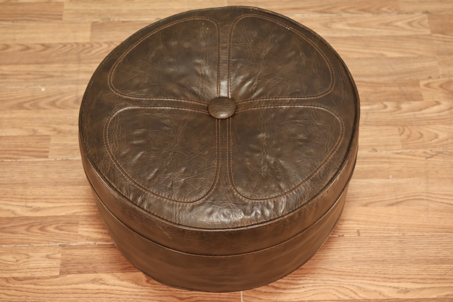 Mid Century Cocoa Vinyl Ottoman