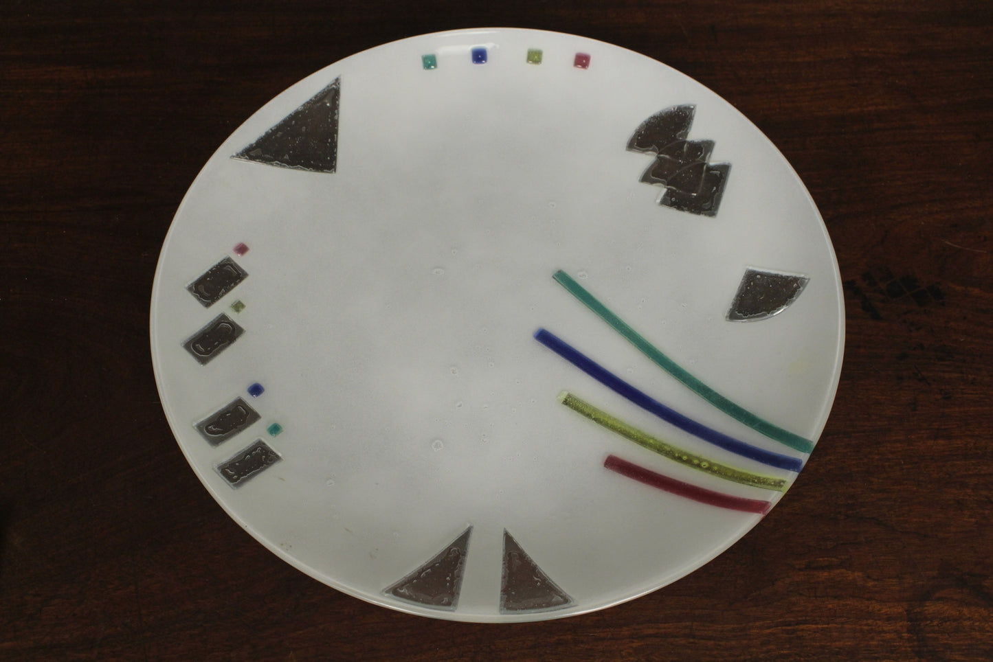 Large Memphis-Style Fused Glass Bowl