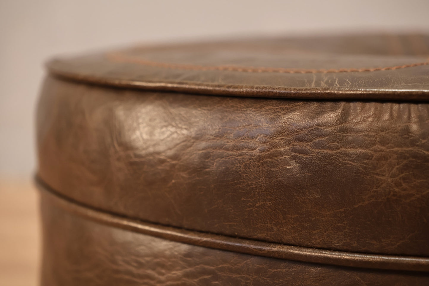 Mid Century Cocoa Vinyl Ottoman