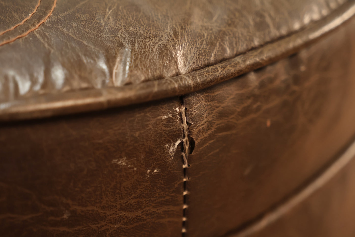 Mid Century Cocoa Vinyl Ottoman
