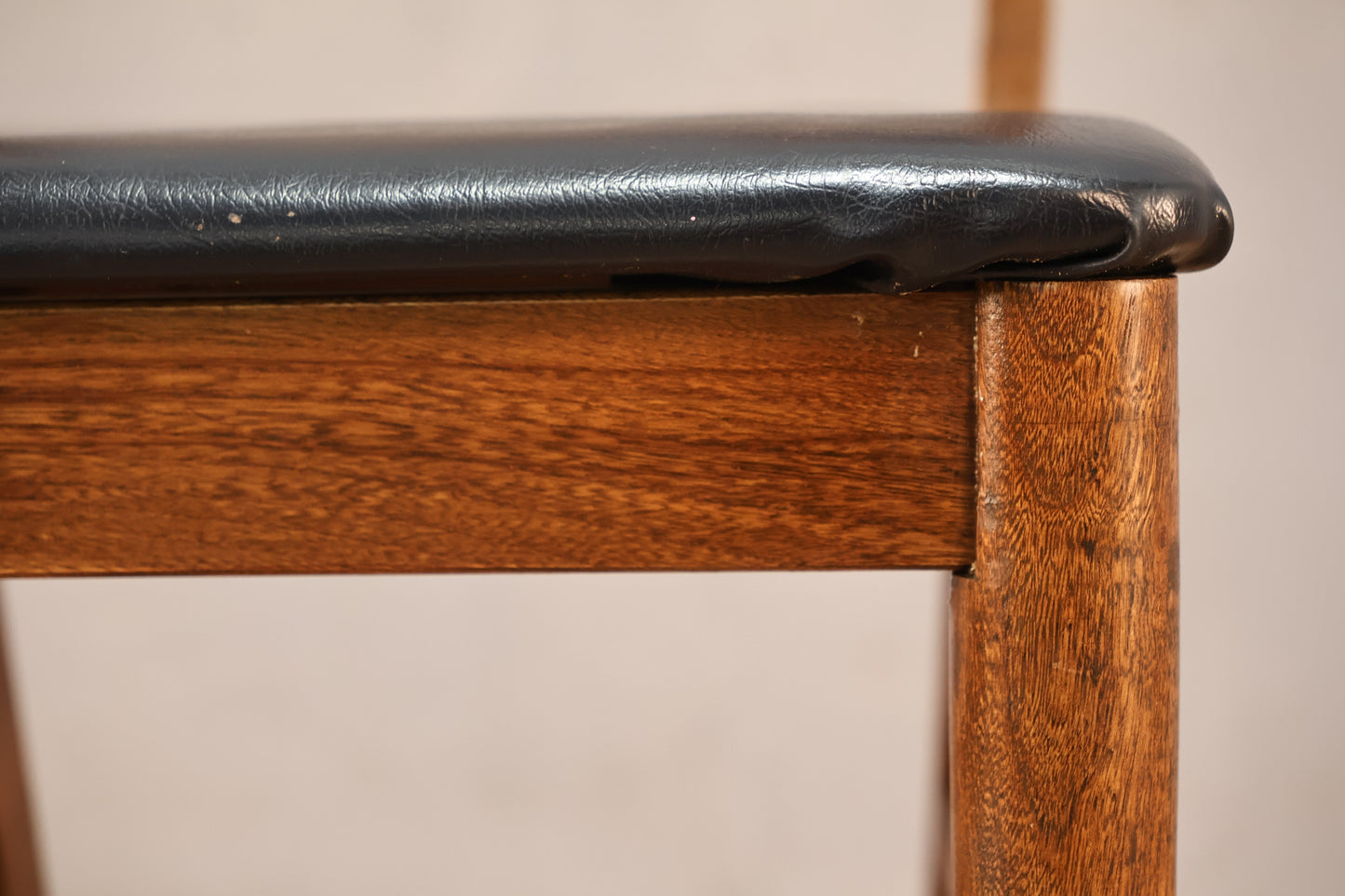 Mid Century Walnut & Black Vinyl Side Chair - ONLINE ONLY