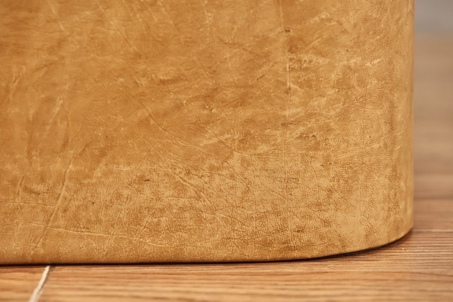 Mid Century Camel Vinyl Storage Ottoman