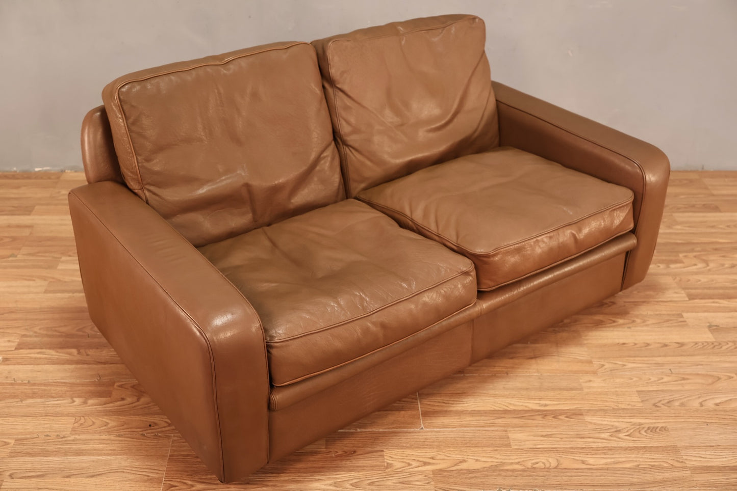 Danish 1970s Brown Leather Loveseat - ONLINE ONLY