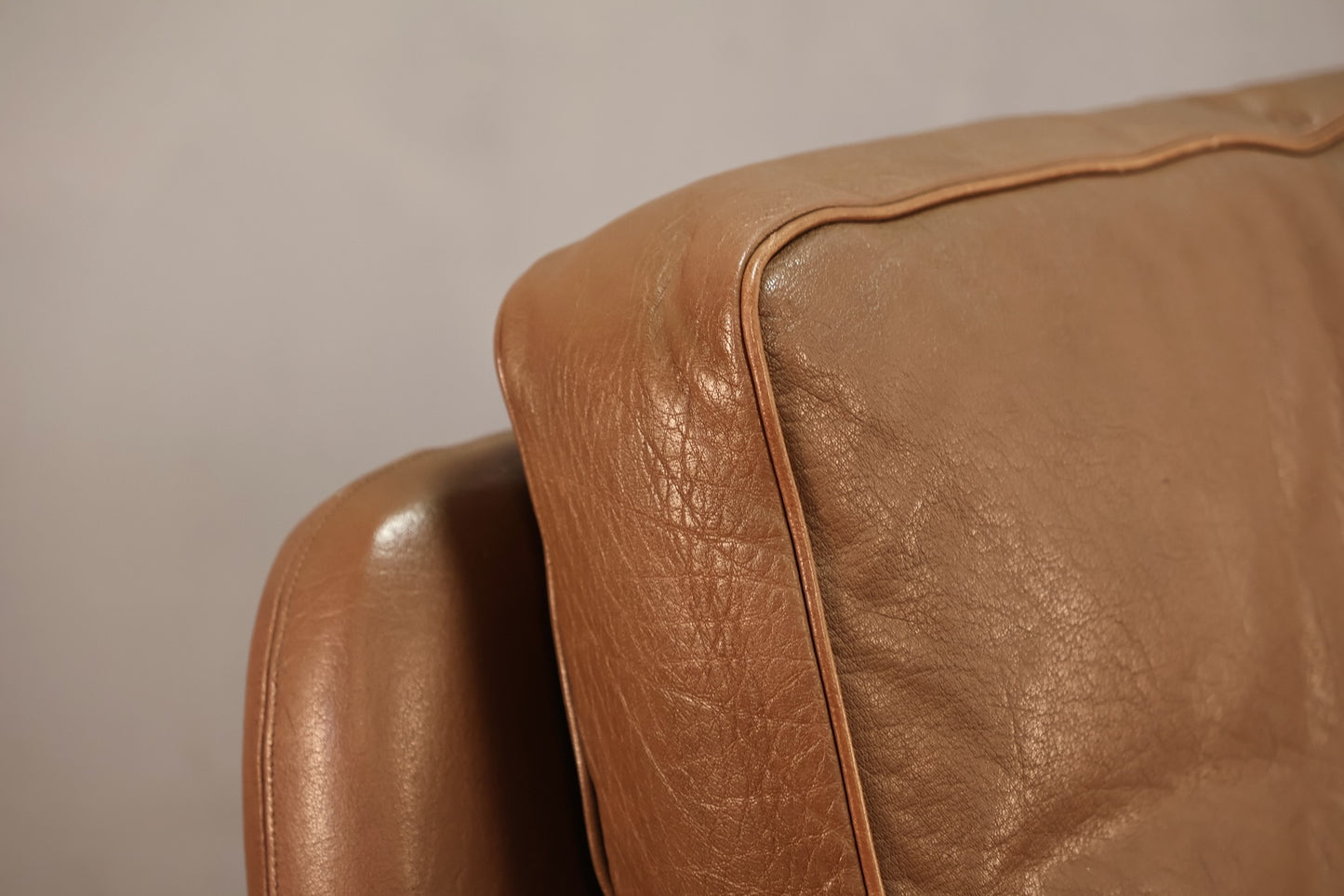 Danish 1970s Brown Leather Loveseat - ONLINE ONLY