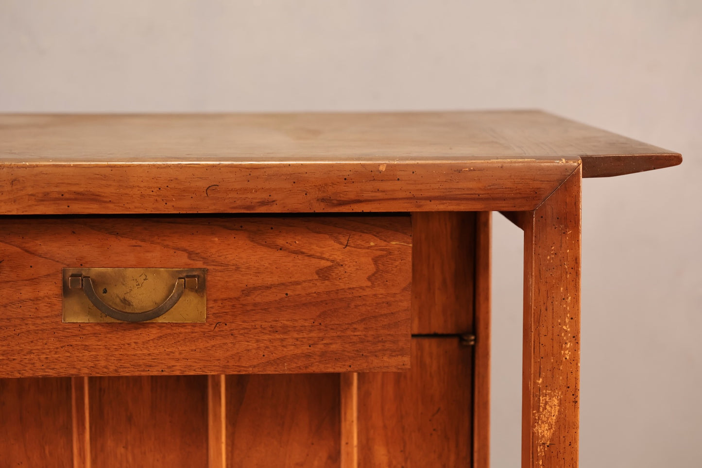 Luxe Mid Century Walnut & Brass Bar Cabinet