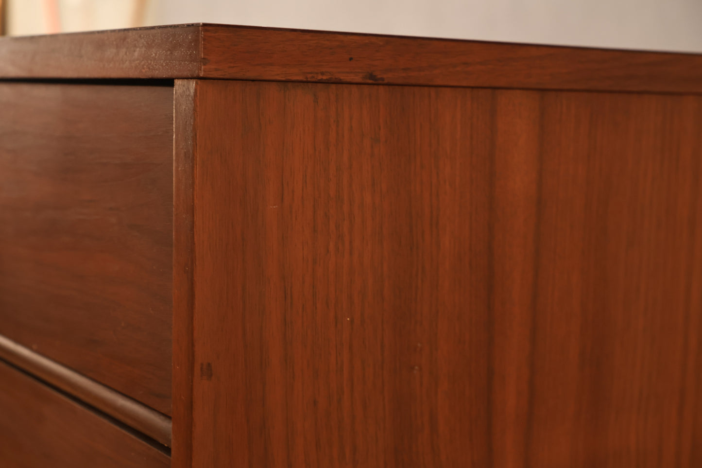 Mid Century Walnut & Laminate 3-Drawer Commode - ONLINE ONLY