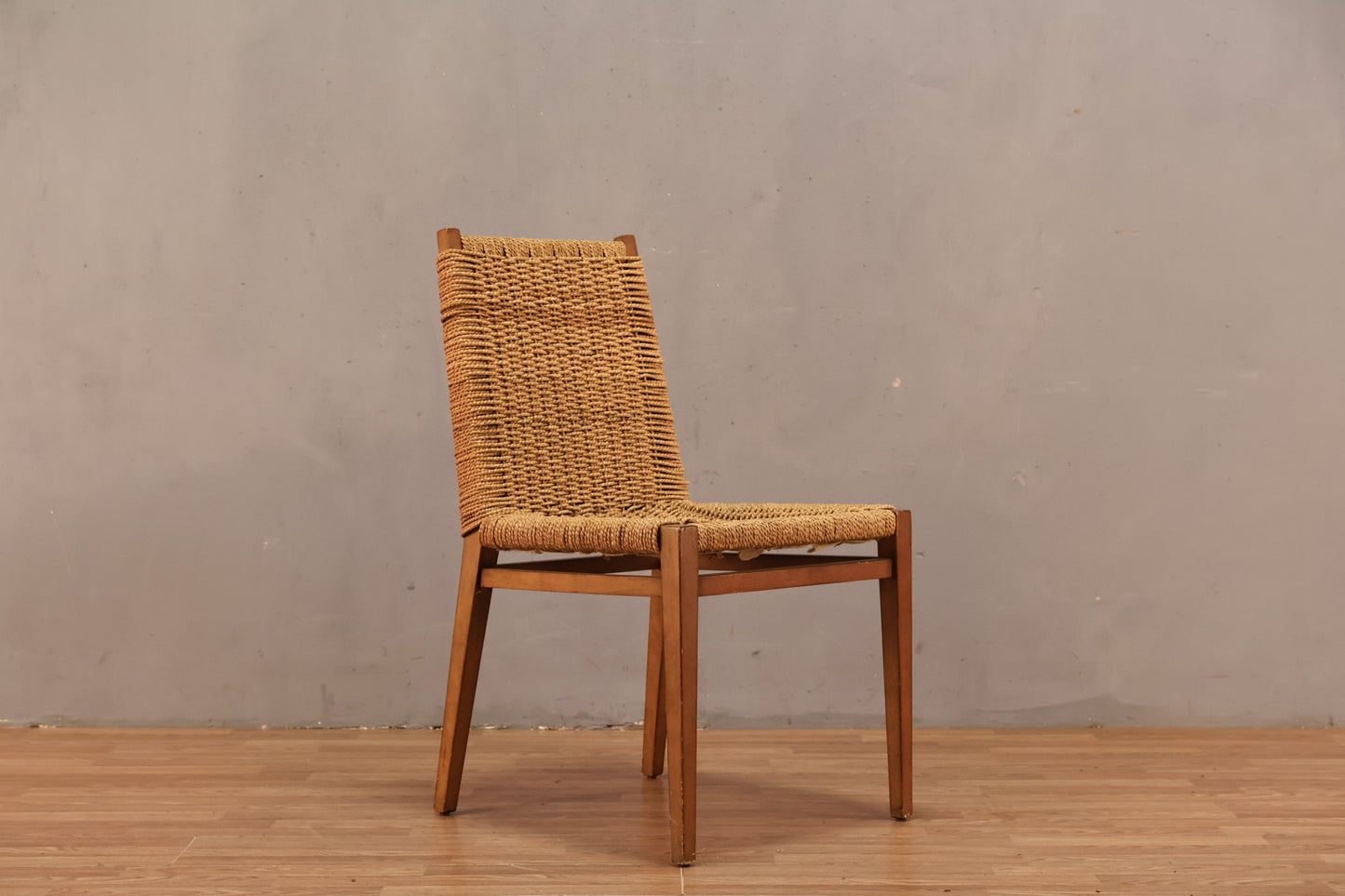 Modern Woven Jute & Wood Side Chair - ONLINE ONLY
