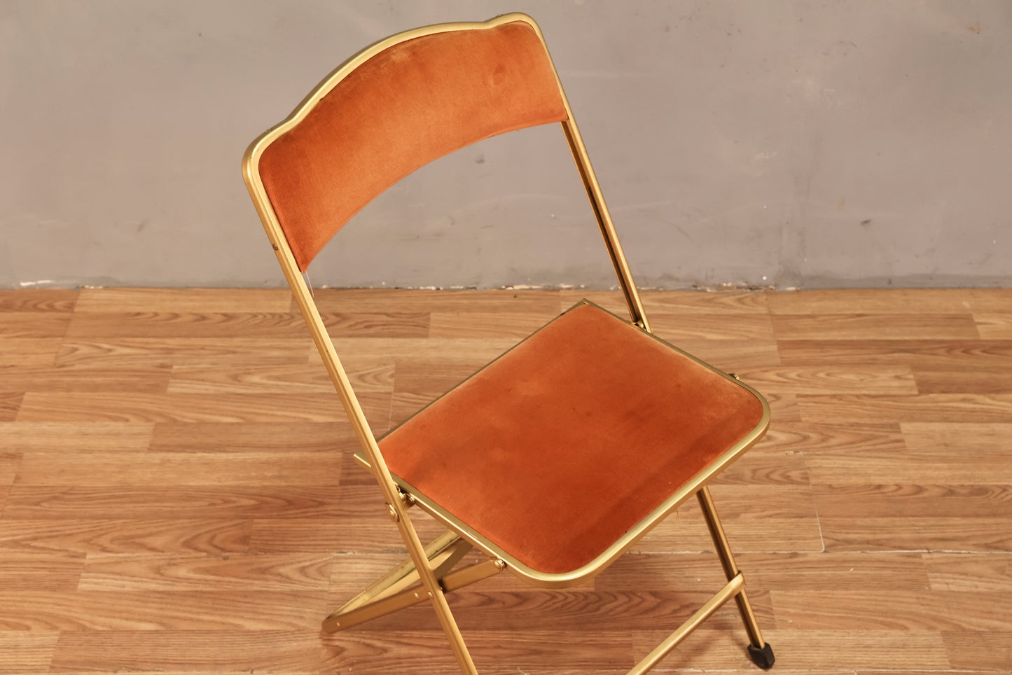 Gold & Apricot Velveteen Folding Chair
