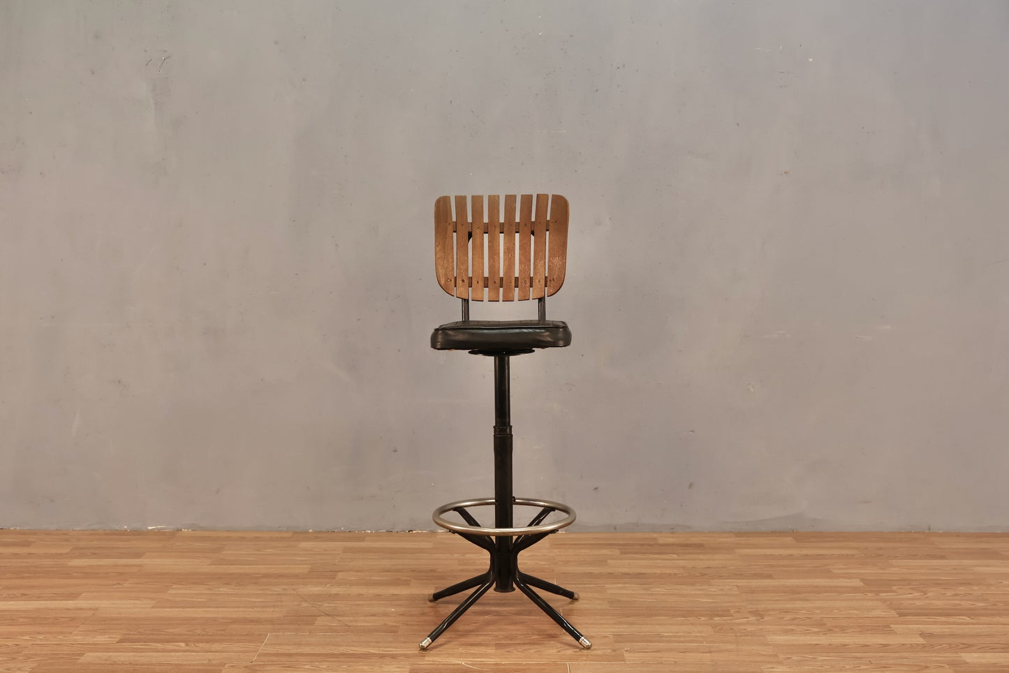 Slatted & Black Pinstripe Bar Stool - ONLINE ONLY